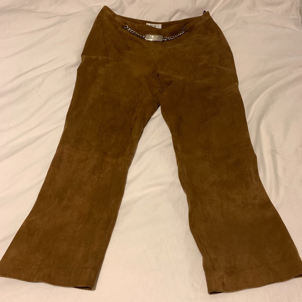 CELINE Paris, REAL SUEDE lined pants, vintage,  size 42, made in France, short - Picture 3 of 8